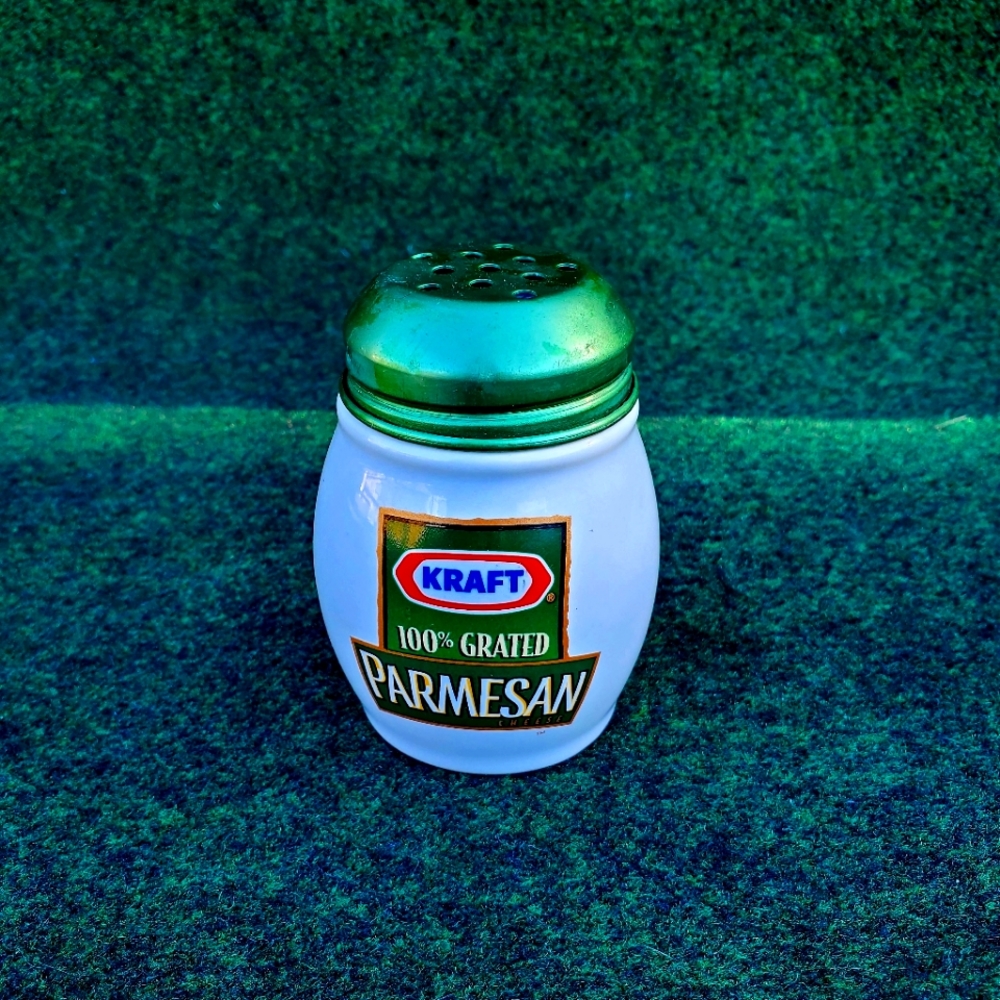 Kraft 100% Grated Parmesan Cheese Shaker Porcelain w/ Green Metal Lid